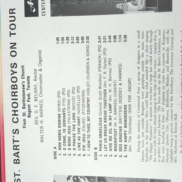 1967 Centennial St. Bart's Choirboys On Tour Record Album - Picture 3 of 5